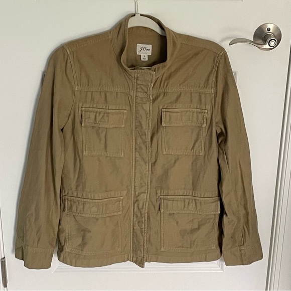 J. Crew Tan Cotton Full Zip Snap Up Military Jacket - 47235 - Picture 2 of 15